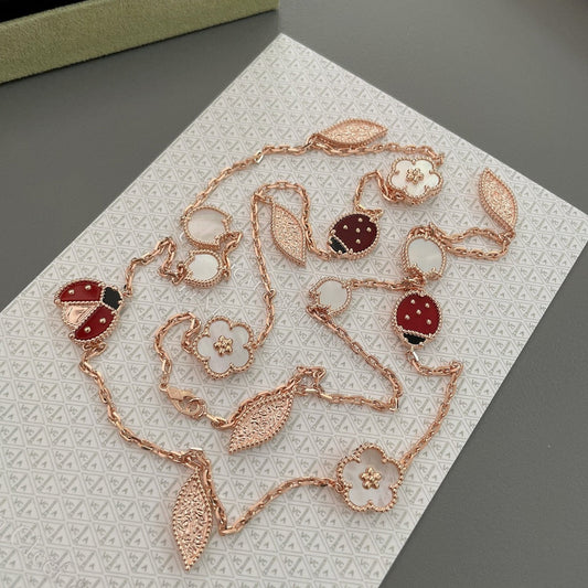 [✨ROSE✨]LUCKY SPRING 15 MOTIFS ROSE GOLD NECKLACE