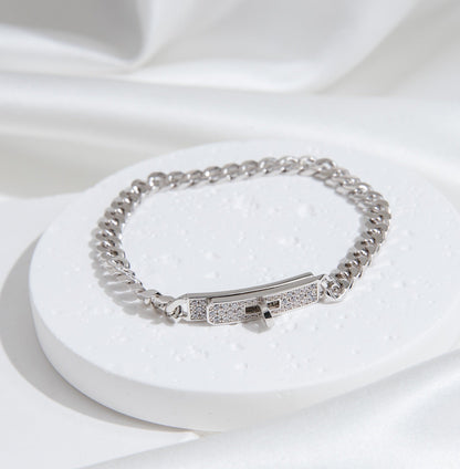 [✨ROSE✨]KELLY CHAIN SILVER DIAMOND BRACELET