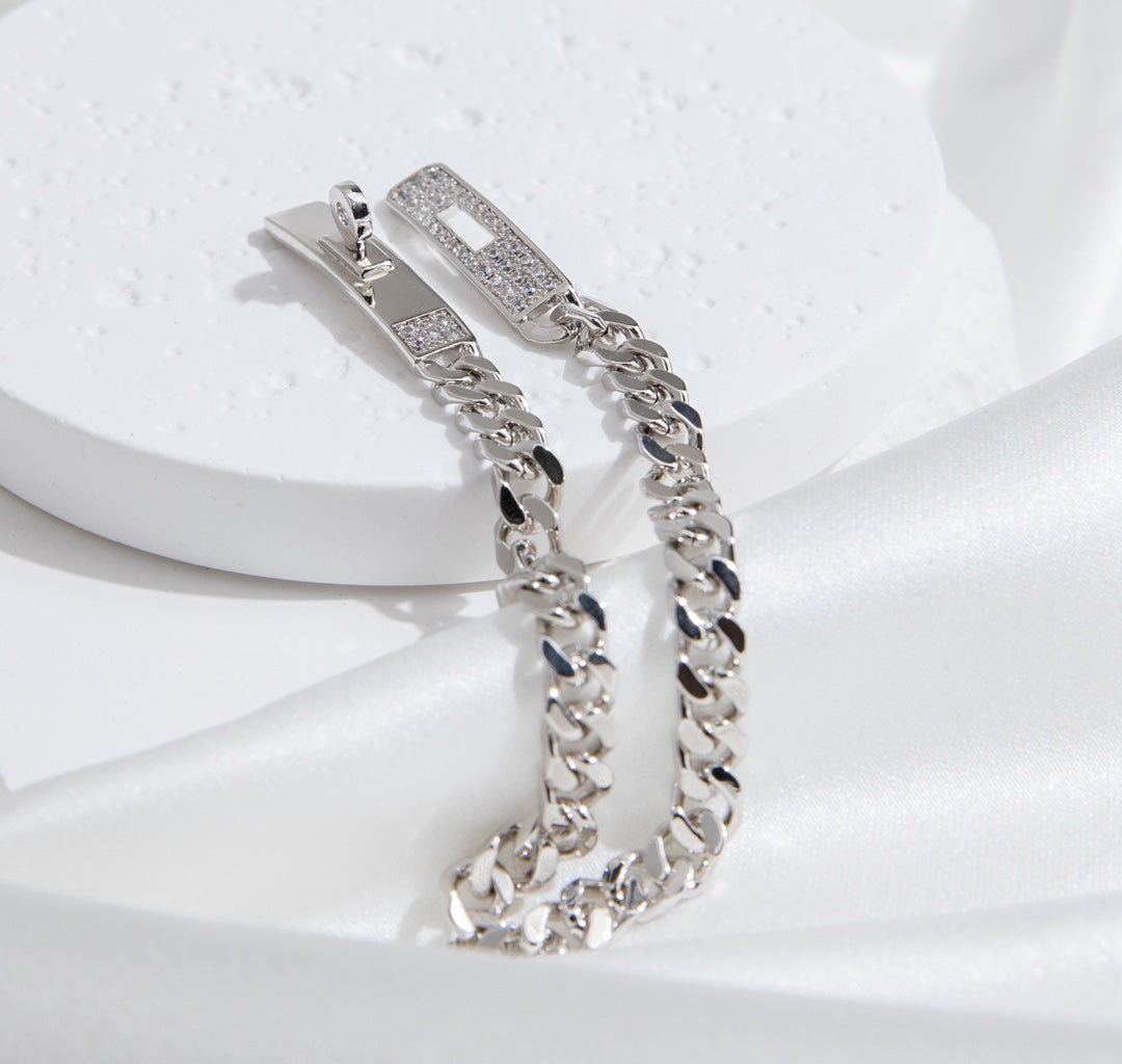 [✨ROSE✨]KELLY CHAIN SILVER DIAMOND BRACELET