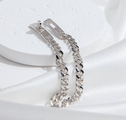 [✨ROSE✨]KELLY CHAIN SILVER DIAMOND BRACELET