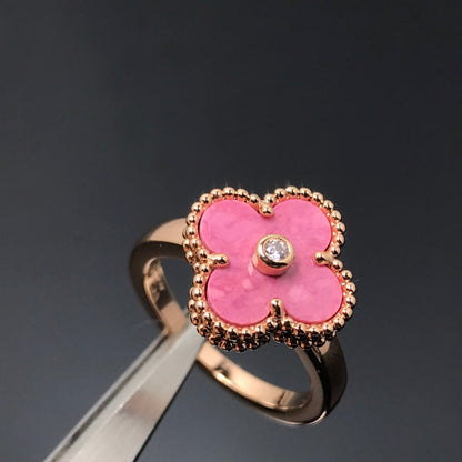 [✨ROSE✨]CLOVER RHODONITE ROSE GOLD RING