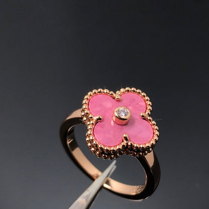 [✨ROSE✨]CLOVER RHODONITE ROSE GOLD RING