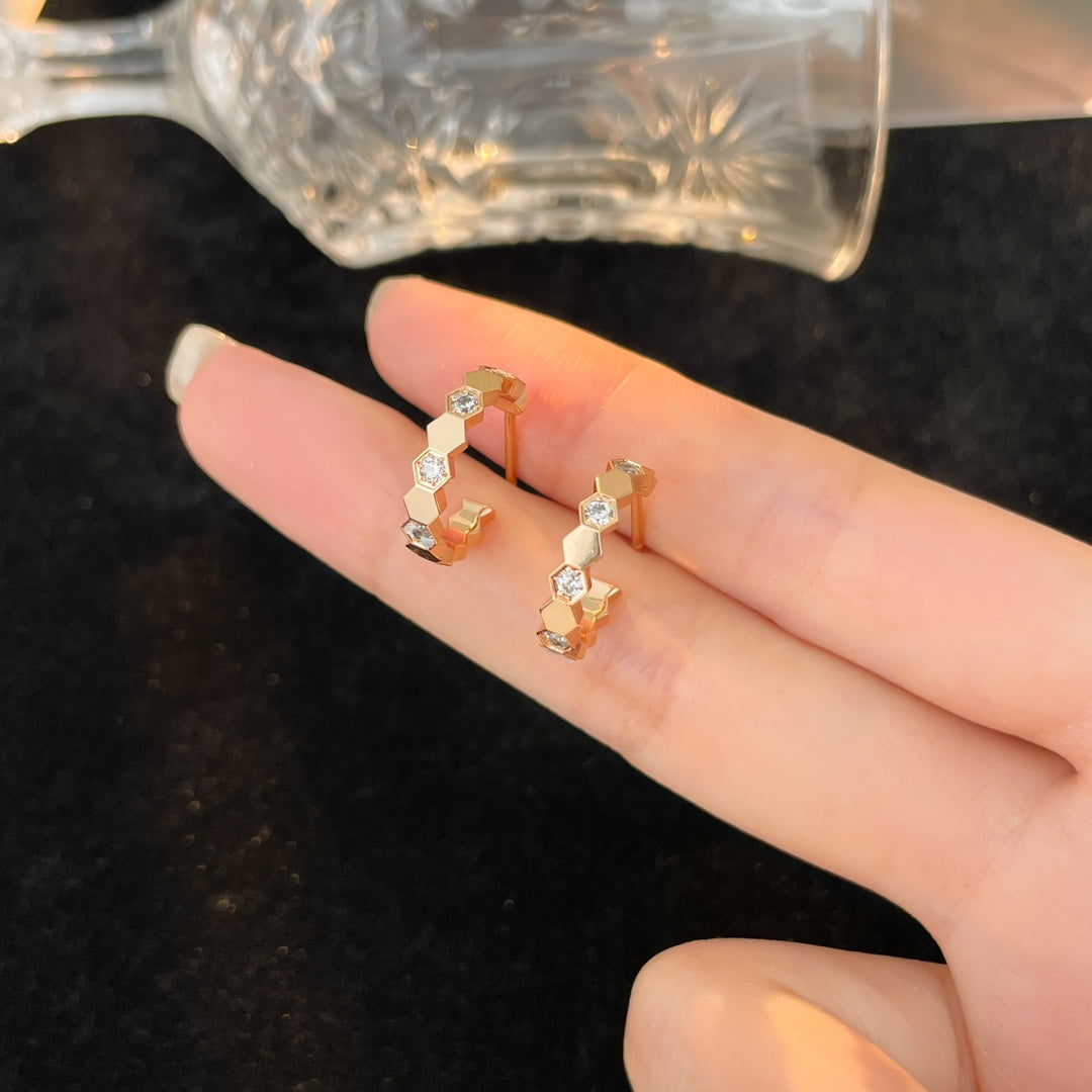 [✨ROSE✨]BEE LOVE DIAMOND HOOP EARRINGS