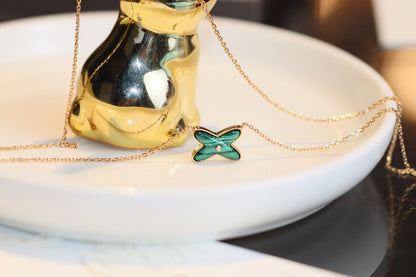 [✨ROSE✨]JEUX MALACHITE 1 DIAMOND PINK GOLD NECKLACE