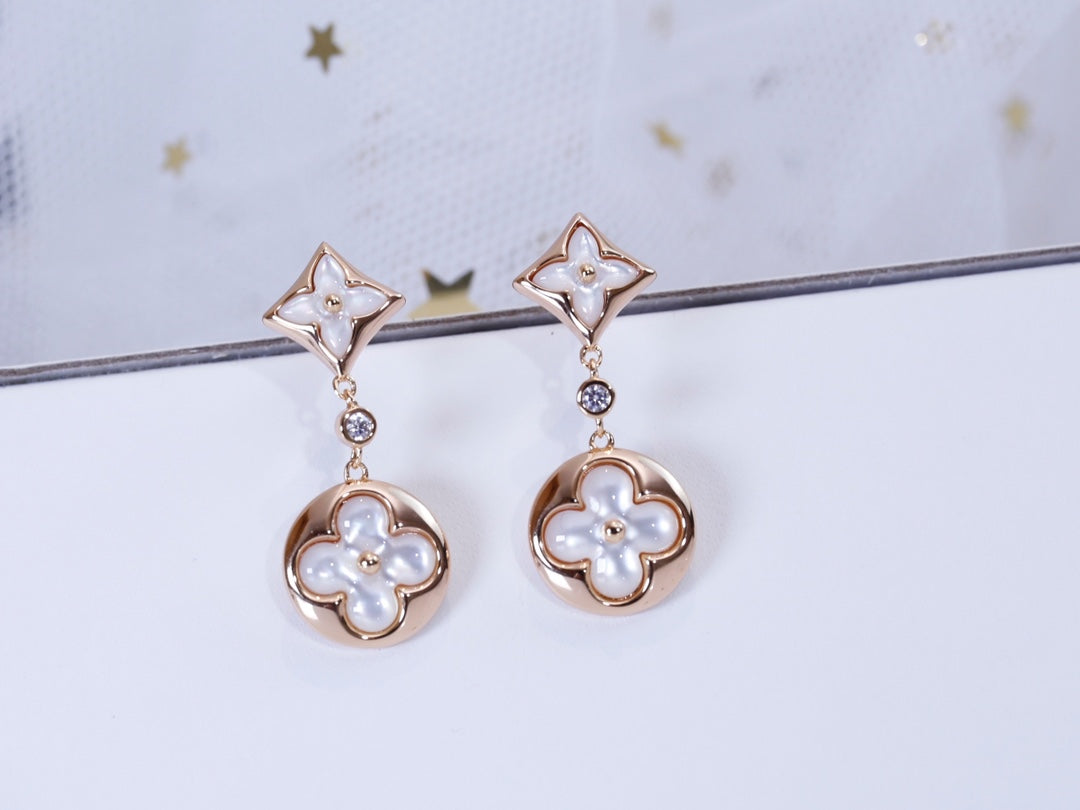 [✨ROSE✨]STAR AND SUN PINK GOLD MOP DROP EARRINGS