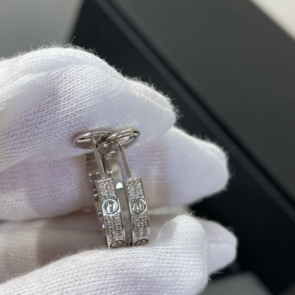 [✨ROSE✨]LOVE DIAMOND SILVER HOOP EARRINGS