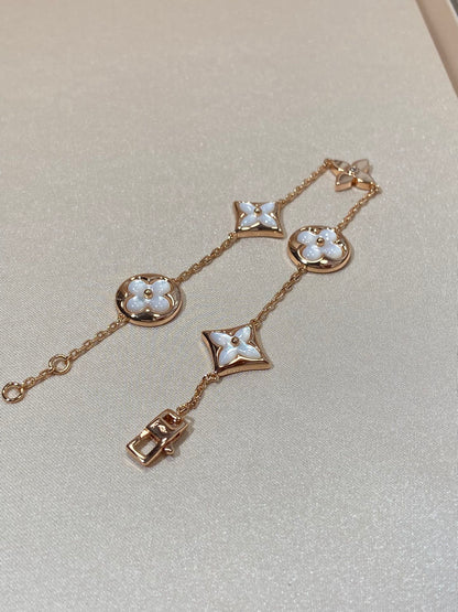 [✨ROSE✨]STAR AND SUN 5 MOTIF MOP PINK GOLD BRACELET