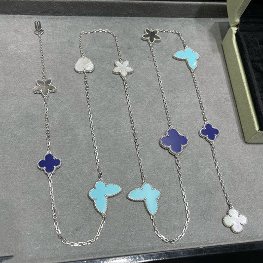 [✨ROSE✨]LUCKY CLOVER SILVER 11 MOTIF NECKLACE