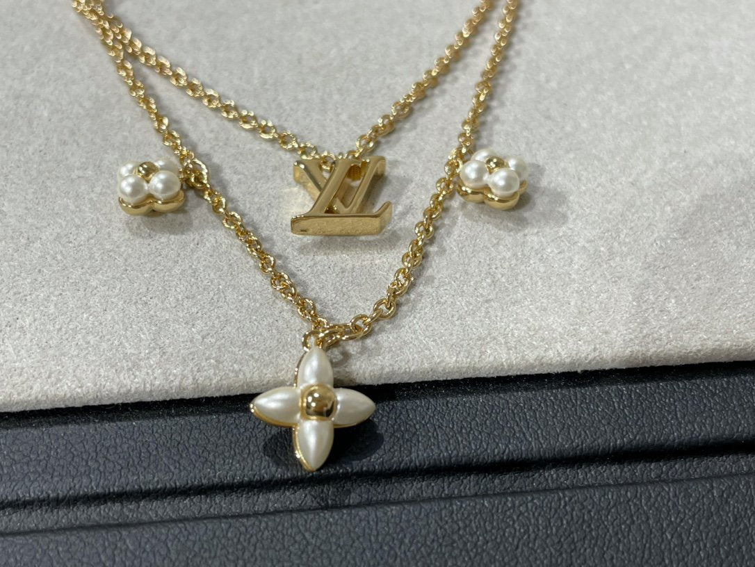[✨ROSE✨]FLOWERGRAM GOLD MOP DOUBLE ROW NECKLACE