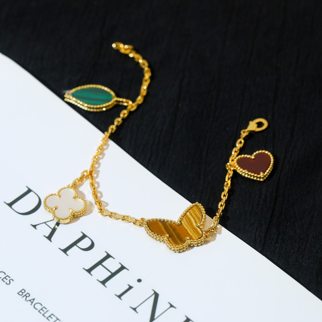 [✨ROSE✨]LUCKY SPRING 5 MOTIF GOLD BRACELET