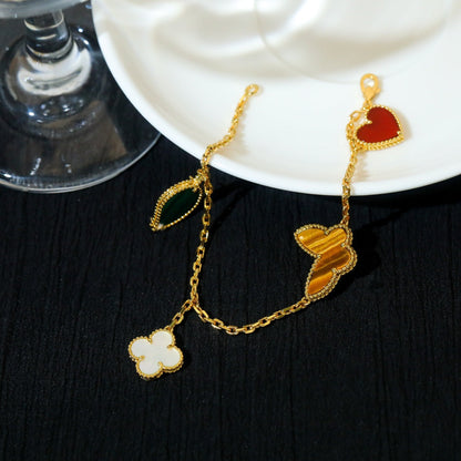 [✨ROSE✨]LUCKY SPRING 5 MOTIF GOLD BRACELET