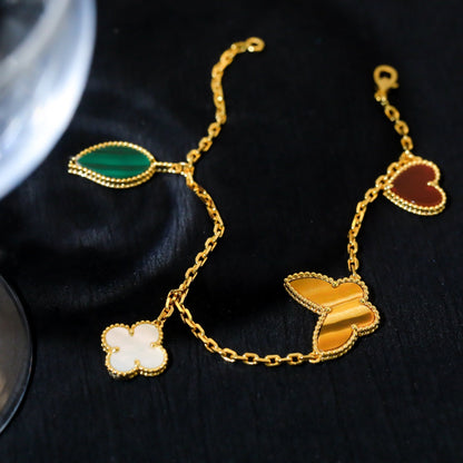 [✨ROSE✨]LUCKY SPRING 5 MOTIF GOLD BRACELET