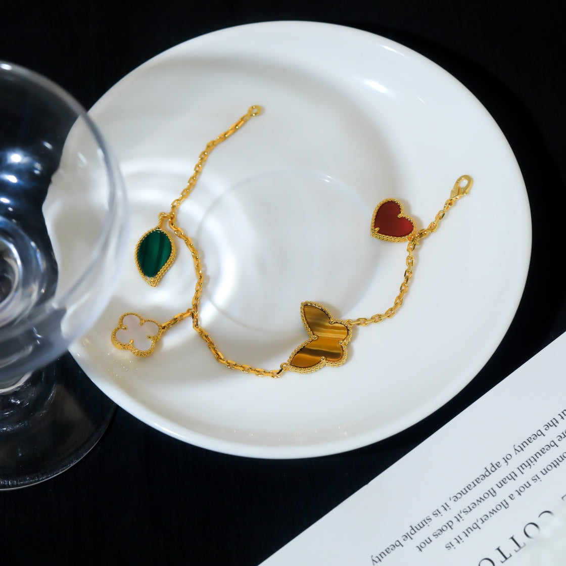 [✨ROSE✨]LUCKY SPRING 5 MOTIF GOLD BRACELET