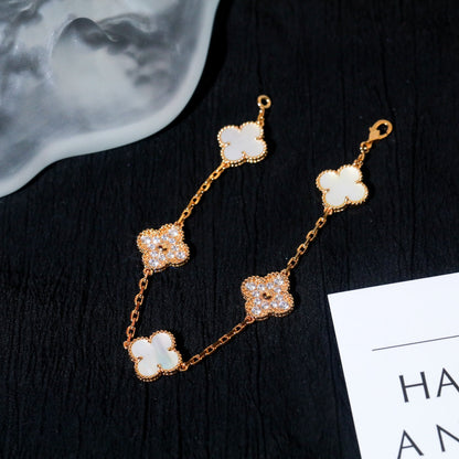 [✨ROSE✨]CLOVER BRACELET 5 MOTIF WHITE MOP DIAMOND