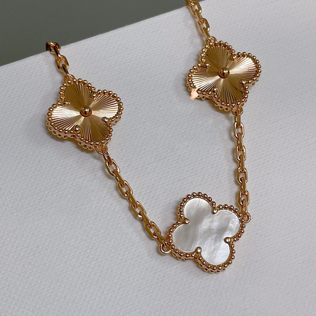 [✨ROSE✨]CLOVER BRACELET 5 MOTIF WHITE MOP PINK GOLD