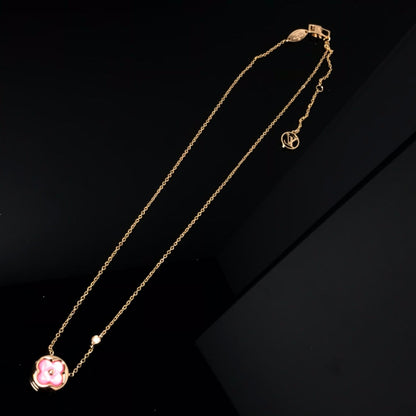 [✨ROSE✨]COLOR BLOSSOM PINK MOP SUN GOLD NECKLACE
