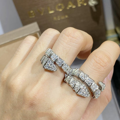 [✨ROSE✨]SERPENTI RING SILVER DIAMOND PAVED