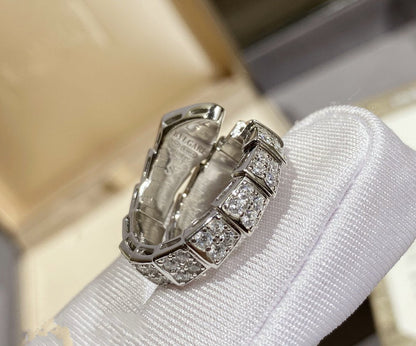 [✨ROSE✨]SERPENTI RING SILVER DIAMOND PAVED