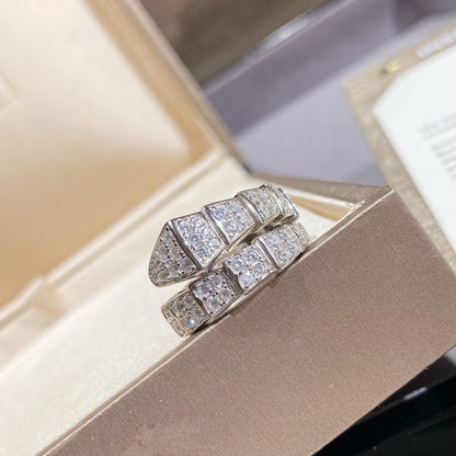 [✨ROSE✨]SERPENTI RING SILVER DIAMOND PAVED