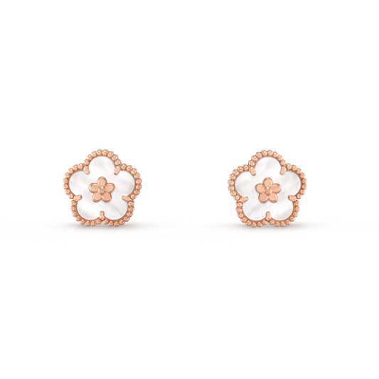 [✨ROSE✨]LUCKY PINK GOLD WHITE MOP EARRINGS