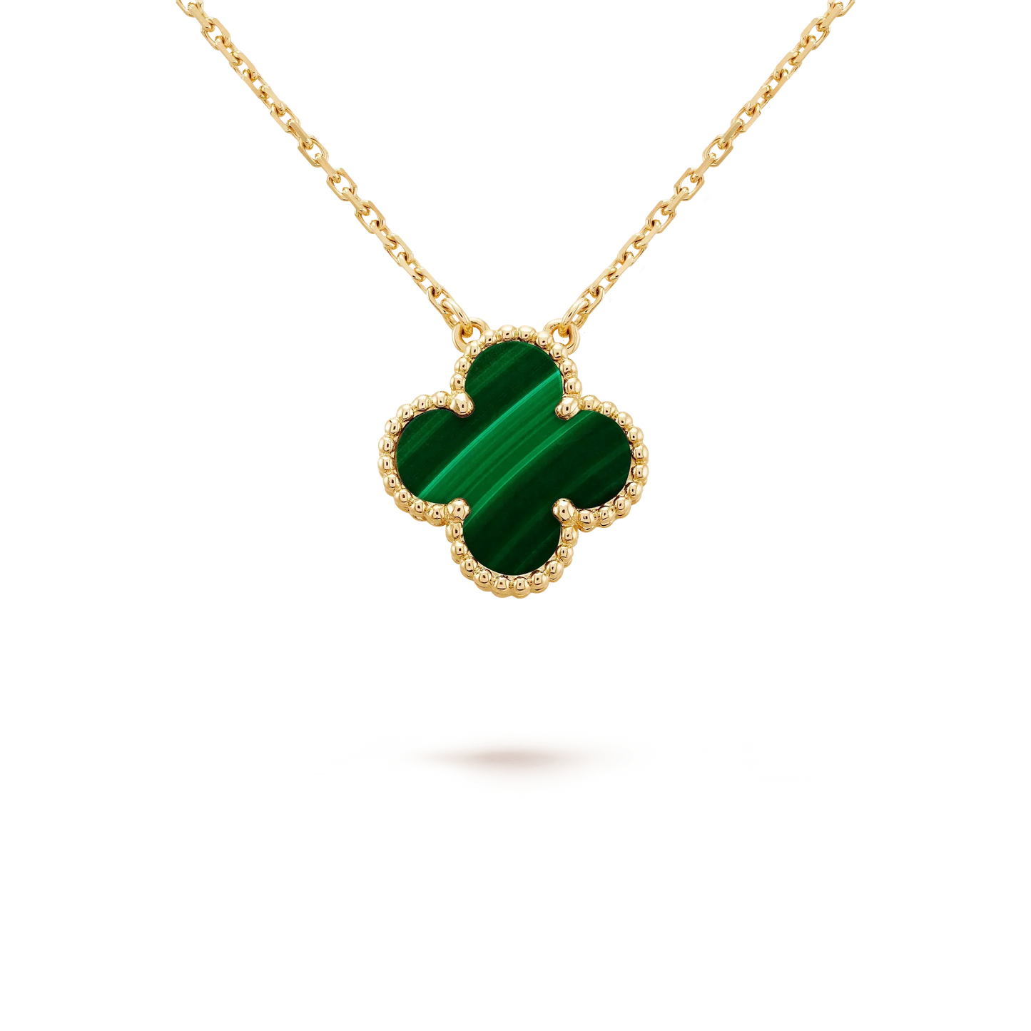 [✨ROSE✨]CLOVER 15MM MALACHITE SINGLE FLOWER  NECKLACE