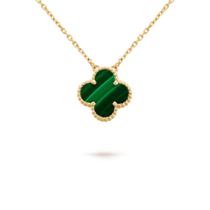 [✨ROSE✨]CLOVER 15MM MALACHITE SINGLE FLOWER  NECKLACE