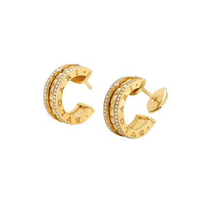 [✨ROSE✨]ZERO 1 ROCK GOLD EARRINGS WITH STUDDED SPIRAL AND PAVED DIAMONDS