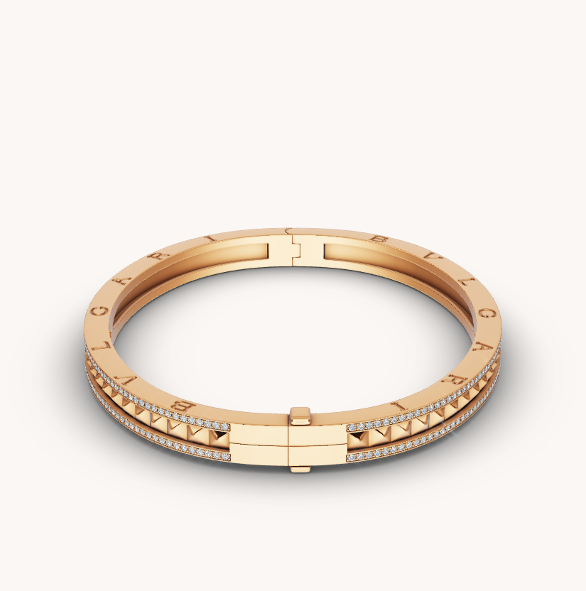 [✨ROSE✨]ZERO 1 SPIRAL AND PAVED DIAMOND GOLD BRACELET