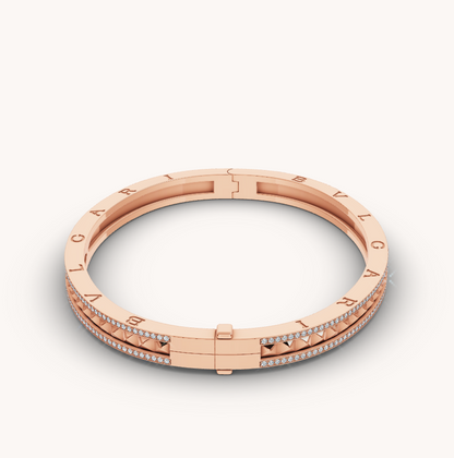 [✨ROSE✨]ZERO 1 SPIRAL AND PAVED DIAMOND PINK GOLD BRACELET