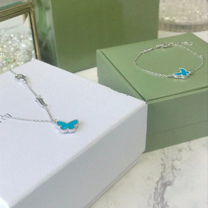 [✨ROSE✨]BUTTERFLY TURQUOISE BUTTERFLY BRACELET SILVER