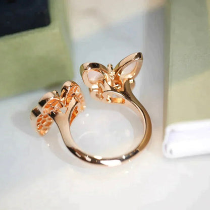 [✨ROSE✨]TWIN BUTTERFLY DIAMOND MOP RING