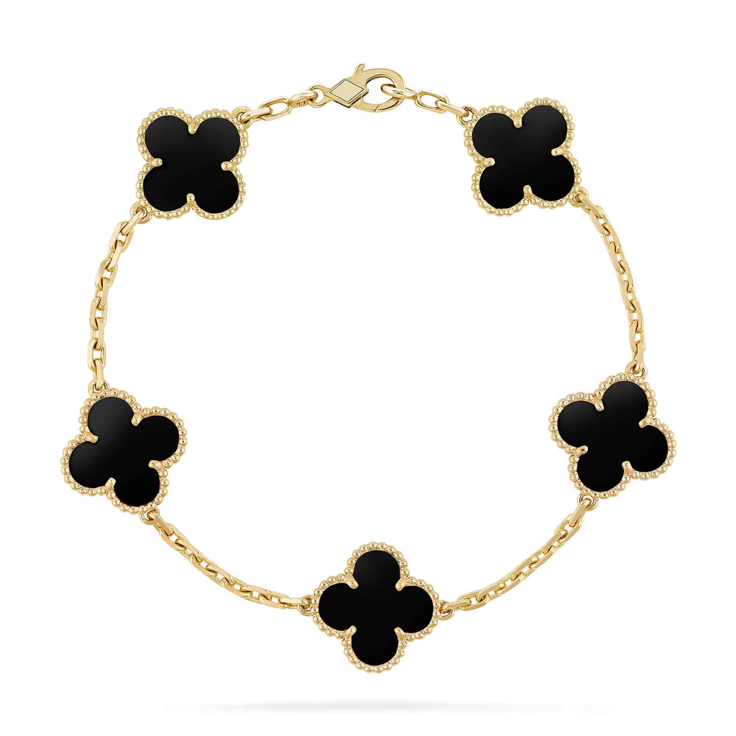[✨ROSE✨]CLOVER  5 MOTIFS BLACK ONYX BRACELET