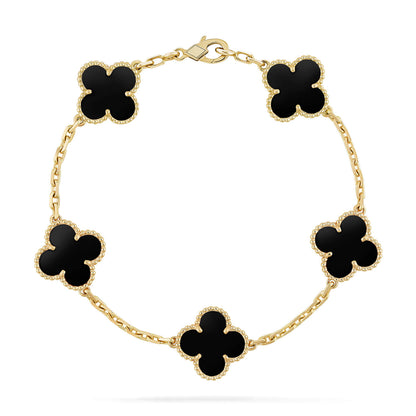 [✨ROSE✨]CLOVER  5 MOTIFS BLACK ONYX BRACELET