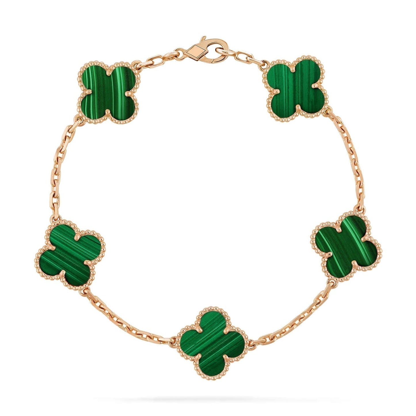[✨ROSE✨]CLOVER 5 MOTIFS MALACHITE BRACELET