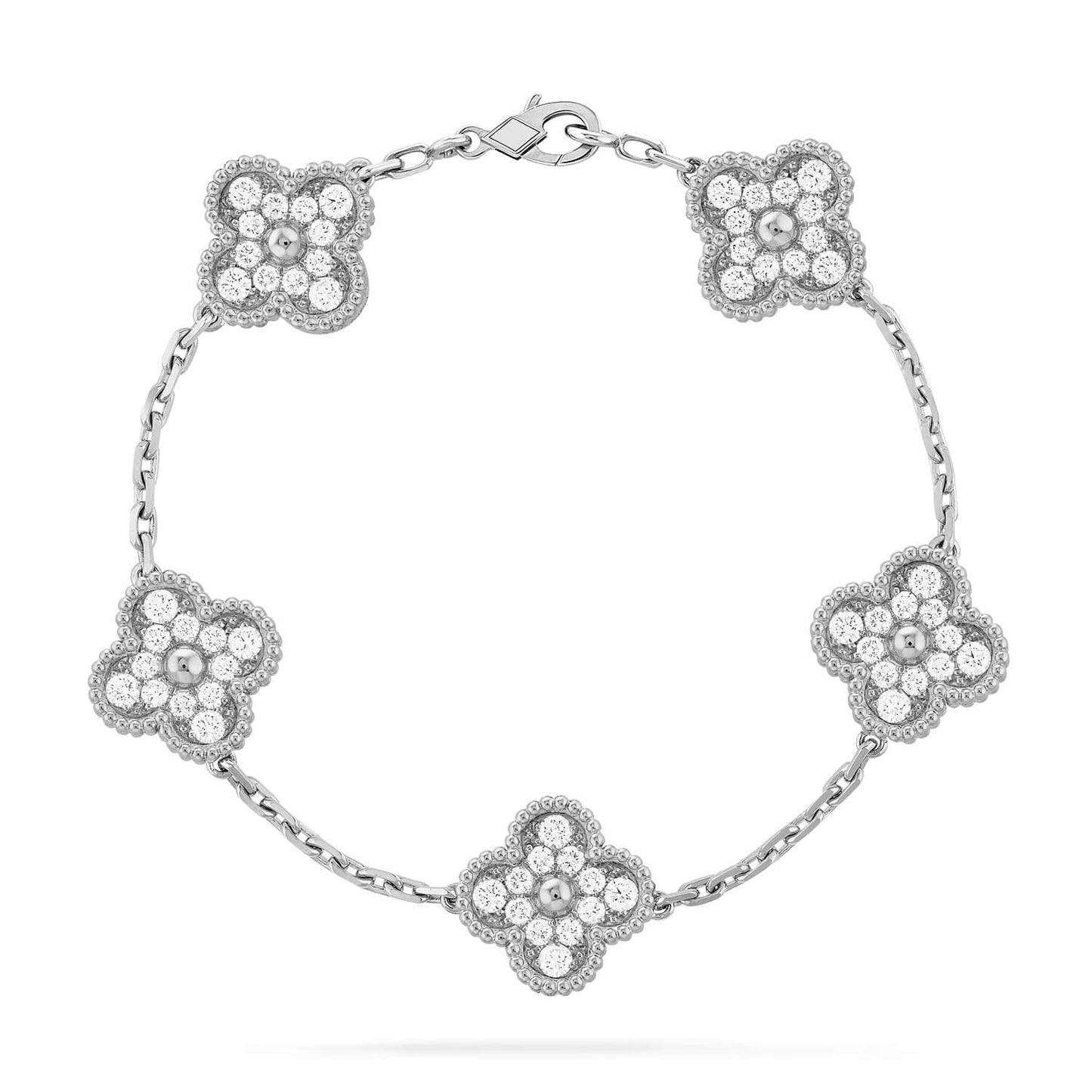 [✨ROSE✨]CLOVER 5 MOTIFS  DIAMOND BRACELET SILVER