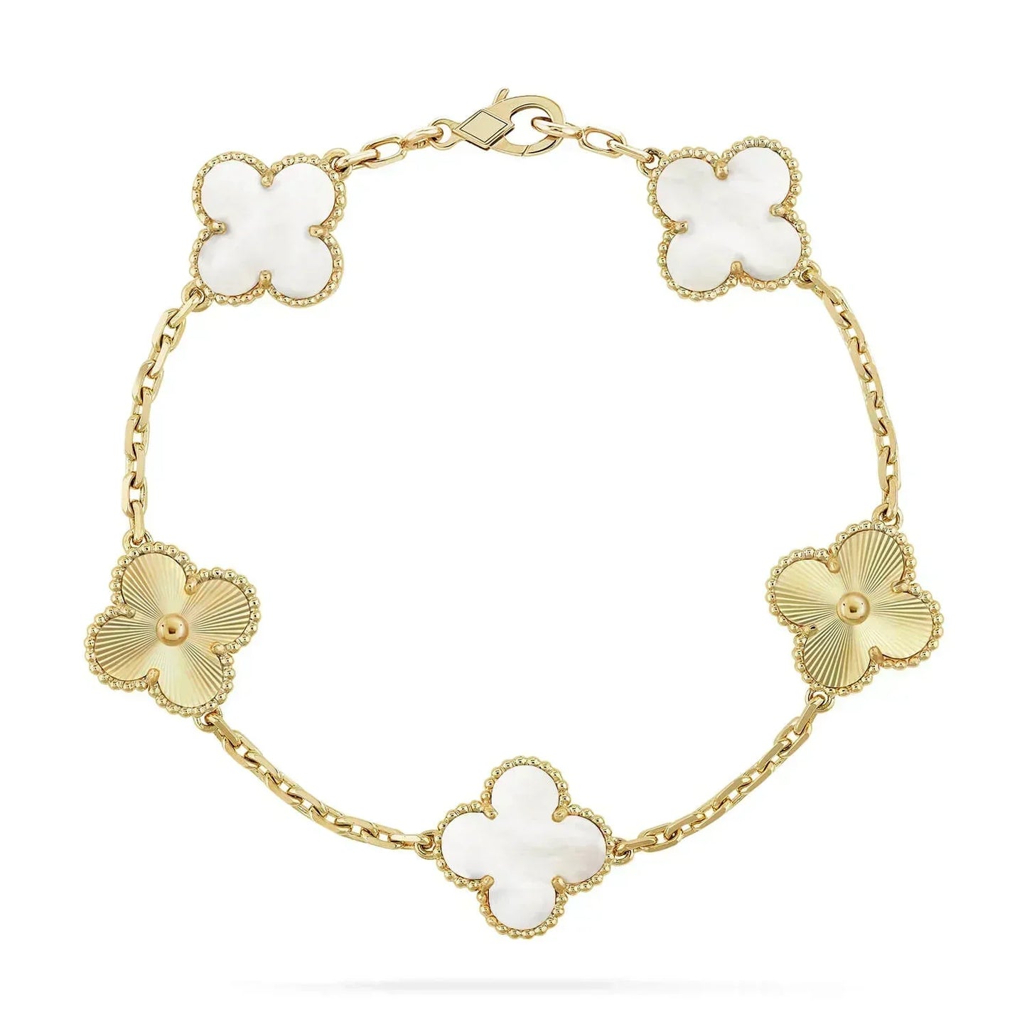 [✨ROSE✨]CLOVER BRACELET 5 MOTIF WHITE MOP PINK GOLD