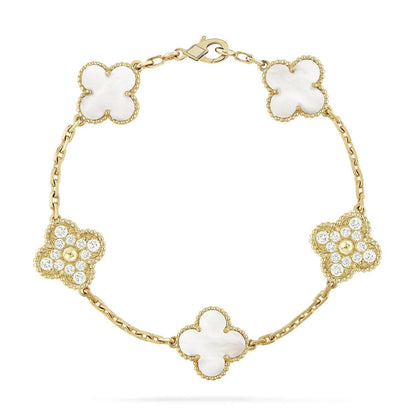 [✨ROSE✨]CLOVER BRACELET 5 MOTIF WHITE MOP DIAMOND
