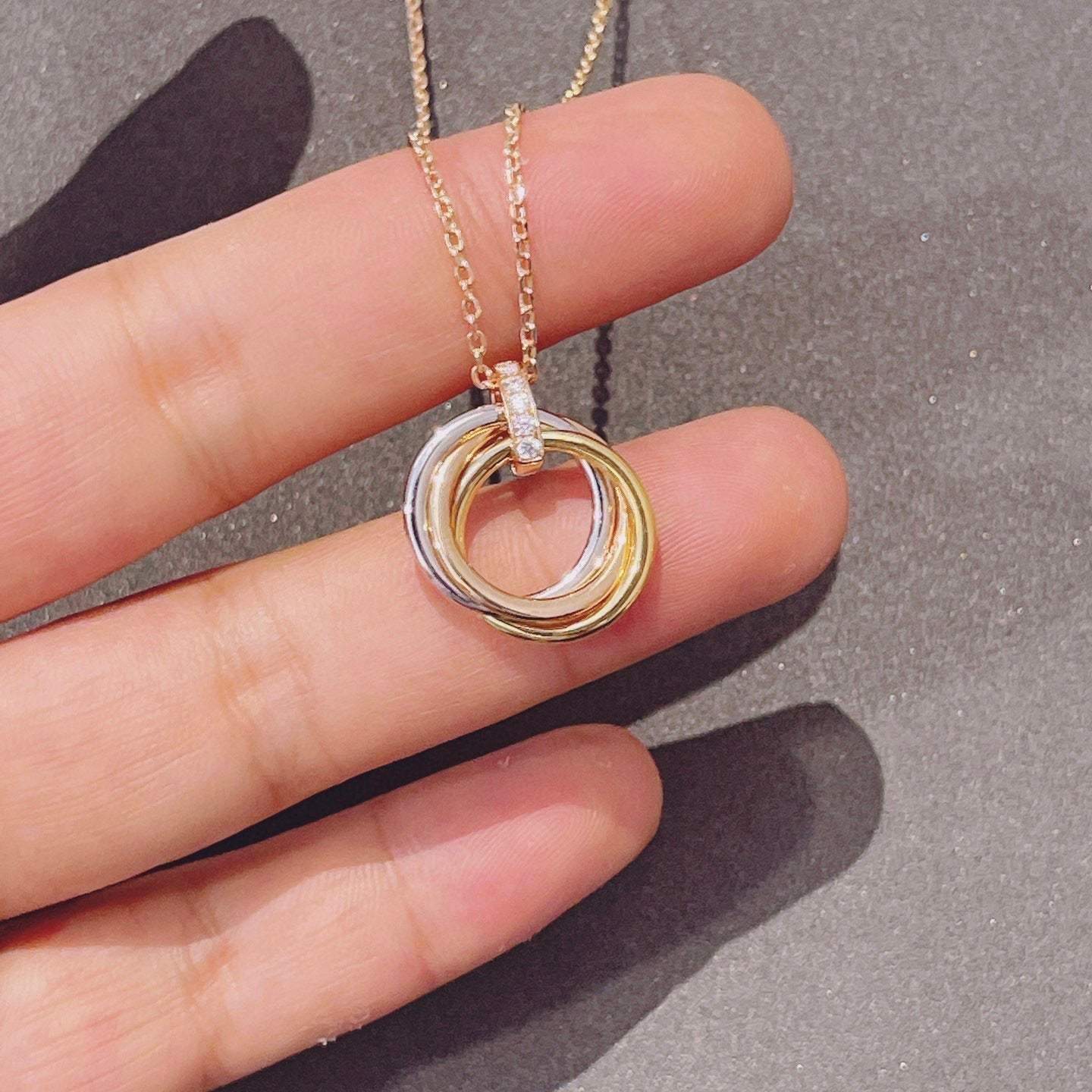 [✨ROSE✨]TRINITY NECKLACE GOLD  DIAMONDS