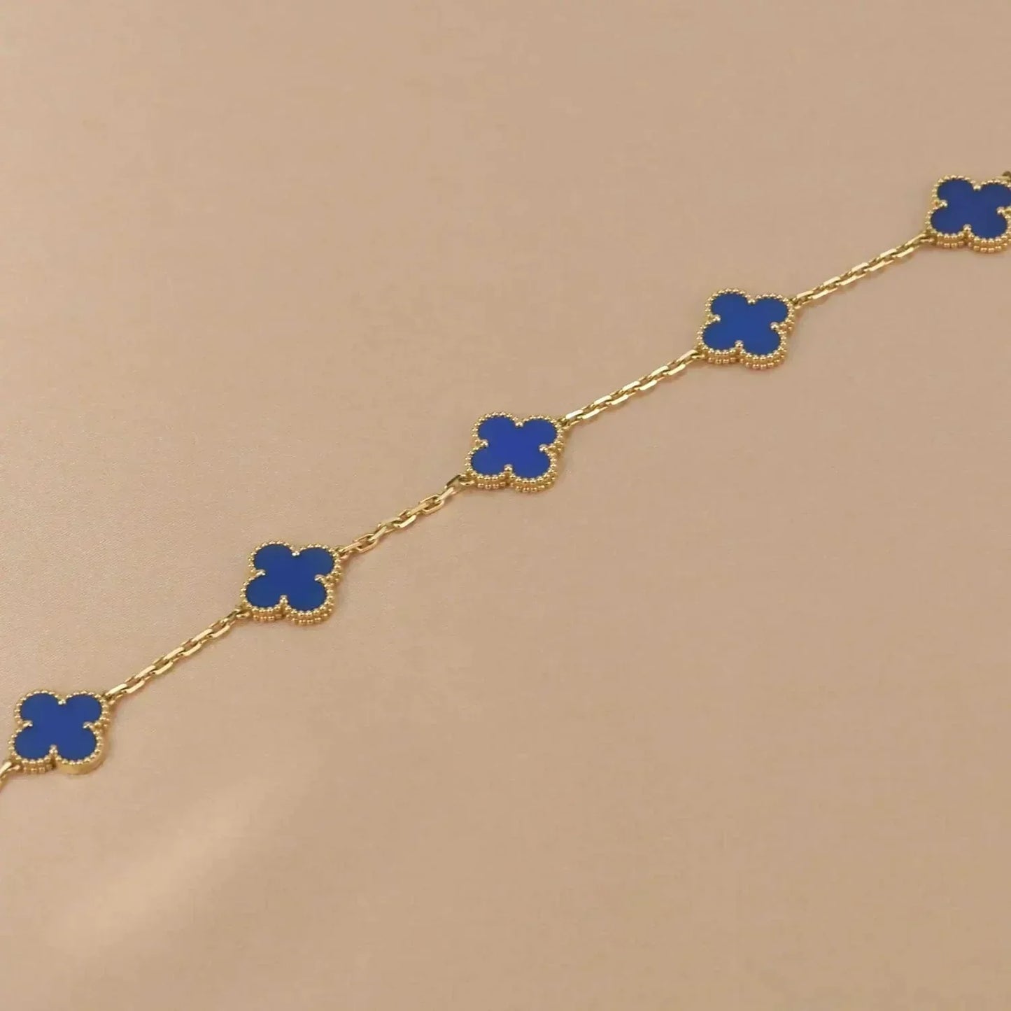 [✨ROSE✨]CLOVER 5 MOTIFS BLUE AGATE BRACELET