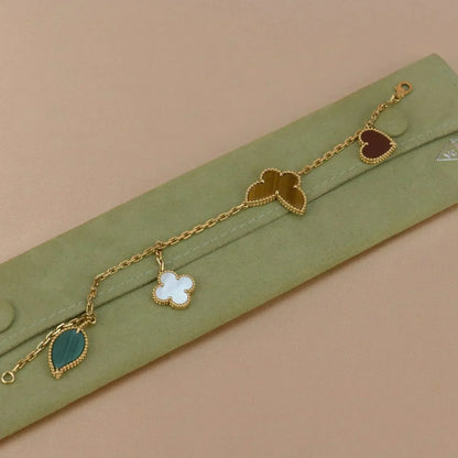 [✨ROSE✨]LUCKY SPRING 5 MOTIF GOLD BRACELET