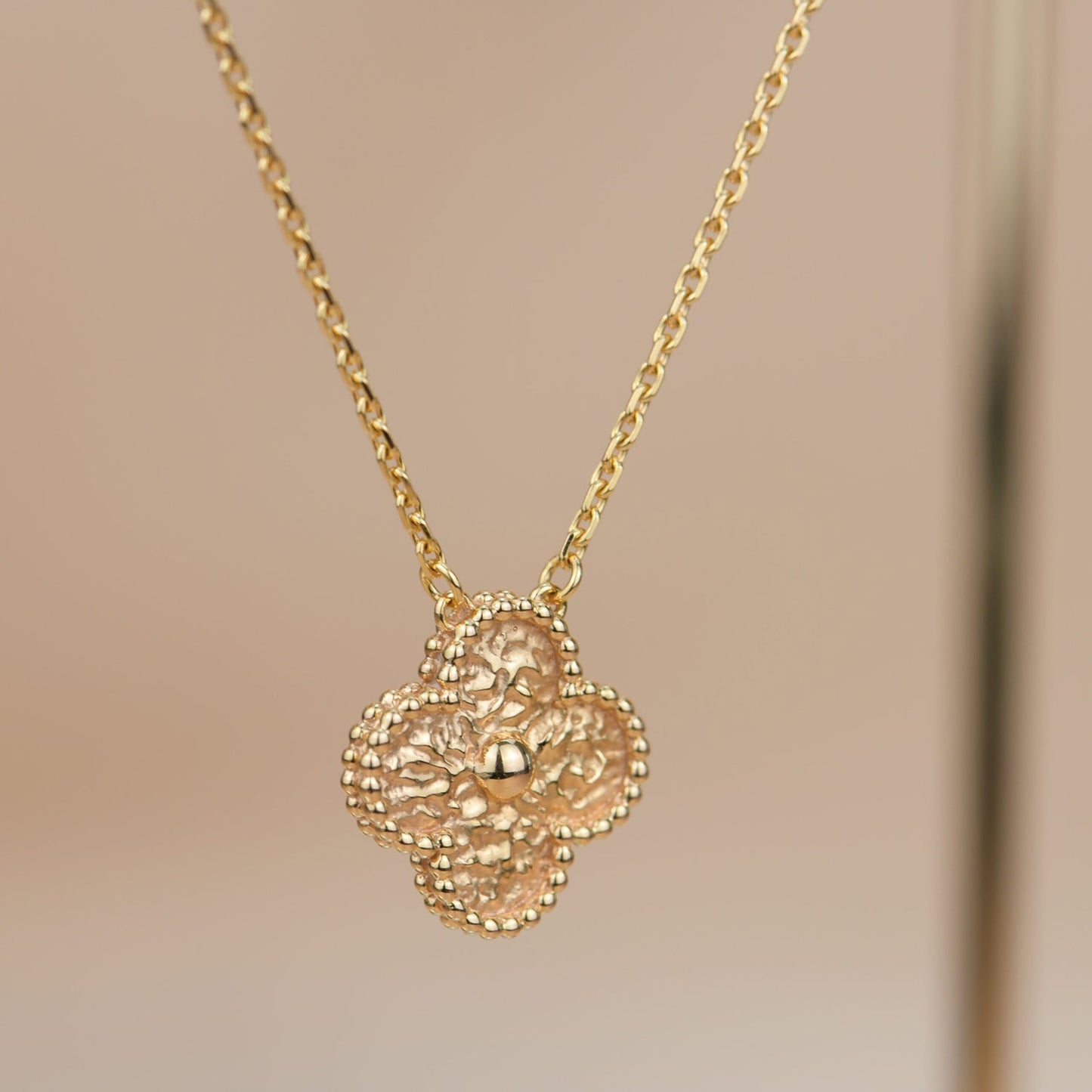 [✨ROSE✨]CLOVER 15MM  BRONZING NECKLACE