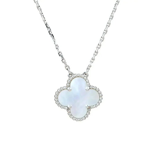[✨ROSE✨]CLOVER  15MM WHITE MOTHER-OF-PEARL SILVER
