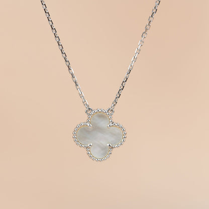 [✨ROSE✨]CLOVER  15MM WHITE MOTHER-OF-PEARL SILVER