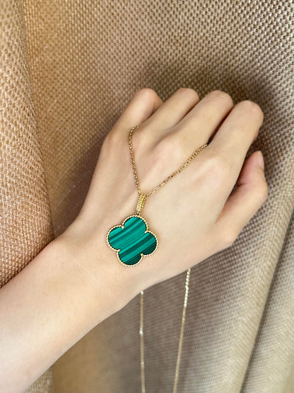 [✨Rose✨] CLOVER 25MM NECKLACE MALACHITE GOLD