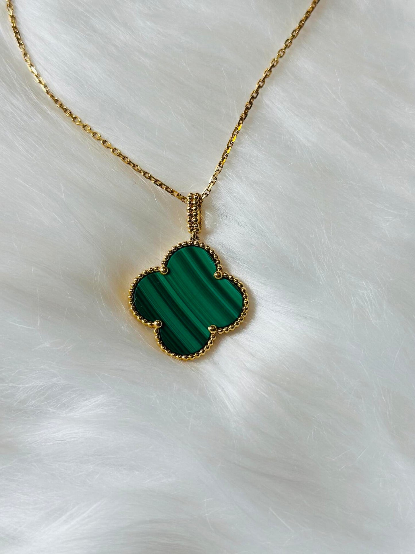 [✨Rose✨] CLOVER 25MM NECKLACE MALACHITE GOLD