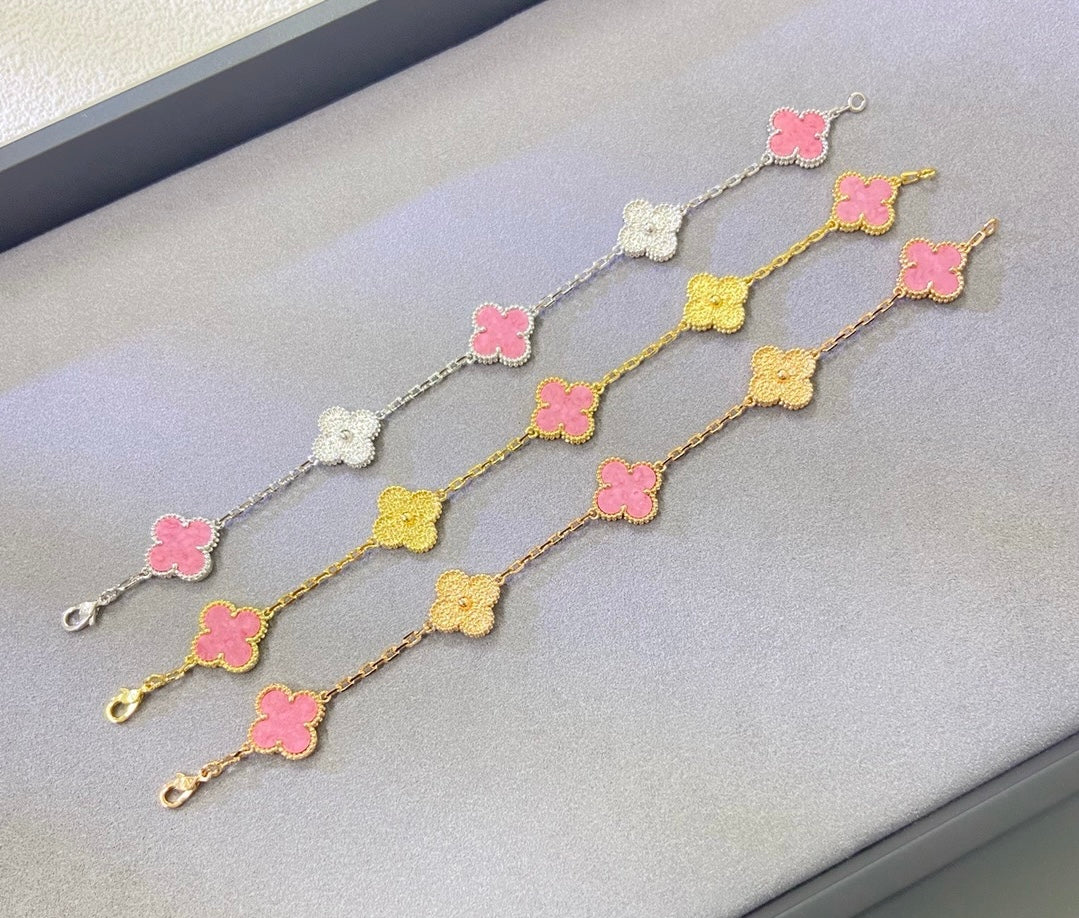 [✨ROSE✨]2025 NEW ROSE PINK INTERLEAVED GOLD 5-FLOWER BRACELET