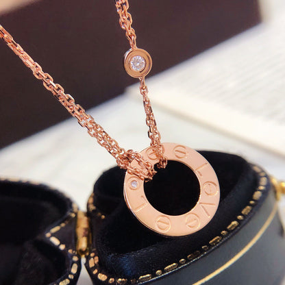 [✨ROSE✨]LOVE NECKLACE 16MM 2 DIAMONDS