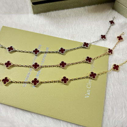 [✨ROSE✨]CLOVER 6 MOTIF RED AGATE BRACELET