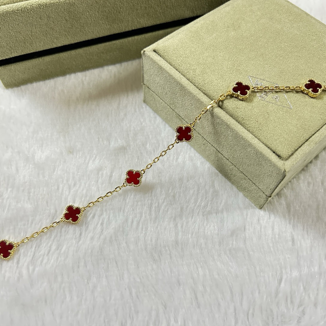 [✨ROSE✨]CLOVER 6 MOTIF RED AGATE BRACELET