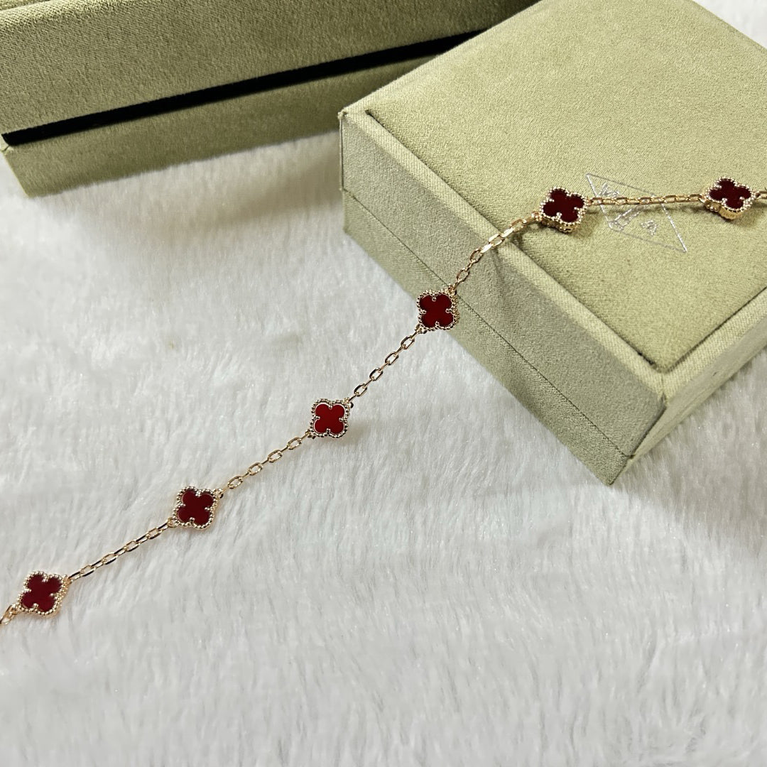 [✨ROSE✨]CLOVER 6 MOTIF RED AGATE BRACELET